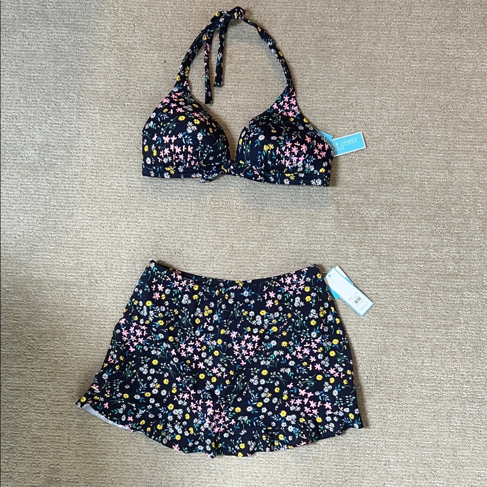 Draper James Floral Bikini Set - Navy and Pink